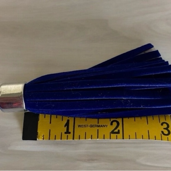 NEW Babe Lash Blue Tassel Makeup Cosmetic Bag Zipper Closure Silver Name Plate - Picture 8 of 8